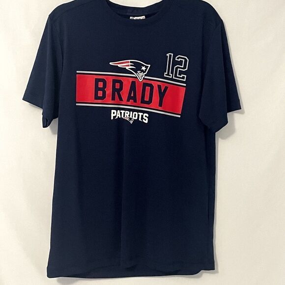 🟢NFL Team Apparel New England Patriot's Tom Brady 12 Blue T Shirt Size M - Picture 2 of 5